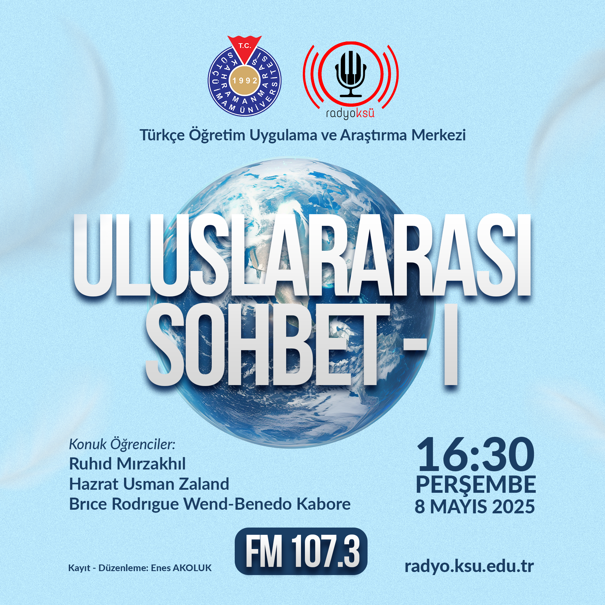 KSÜ TÖMER öğrencileri 08/05/2025 tarihinde KSÜ Radyoya konuk oldular.